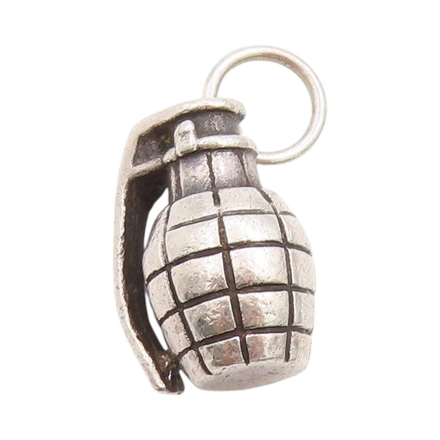 925 Sterling Silver Vintage Pendant Antique 3D Carved Pin Bomb Charm  PT24671