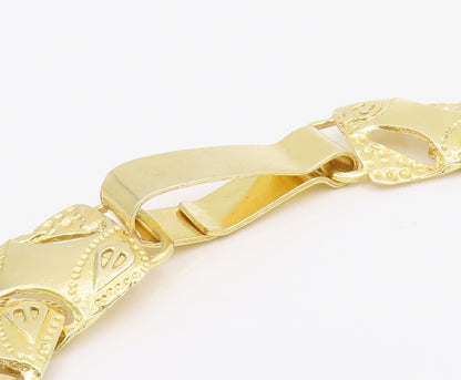 925 Sterling Silver Vintage Necklace Gold Plated Interlocking Cuban Link NE4695