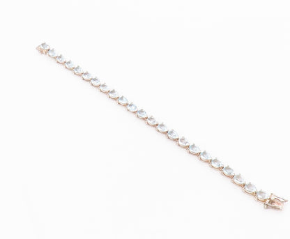925 Sterling Silver Vintage Bracelet Drop Cut Blue Topaz Tennis Bracelet BT11146
