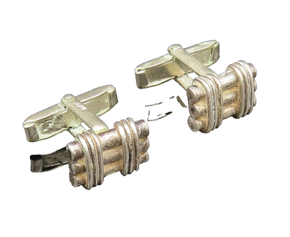 925 Sterling Silver  Vintage Minimalist Three Tied Bars Cuff Links  TR3419