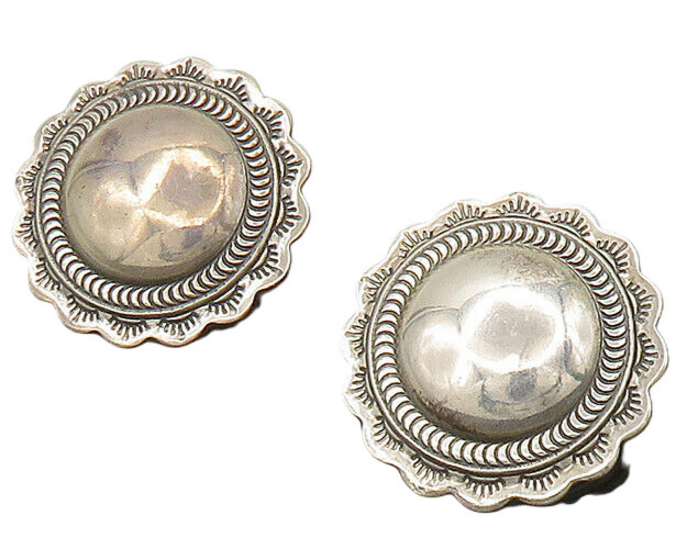 925 Sterling Sterling Silver Vintage Floral Dome Drop Earrings EG10789