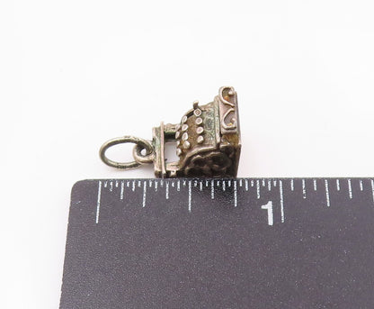 BEAU 925 Silver  Vintage Detailed Antique Cash Register Charm Pendant  PT21719