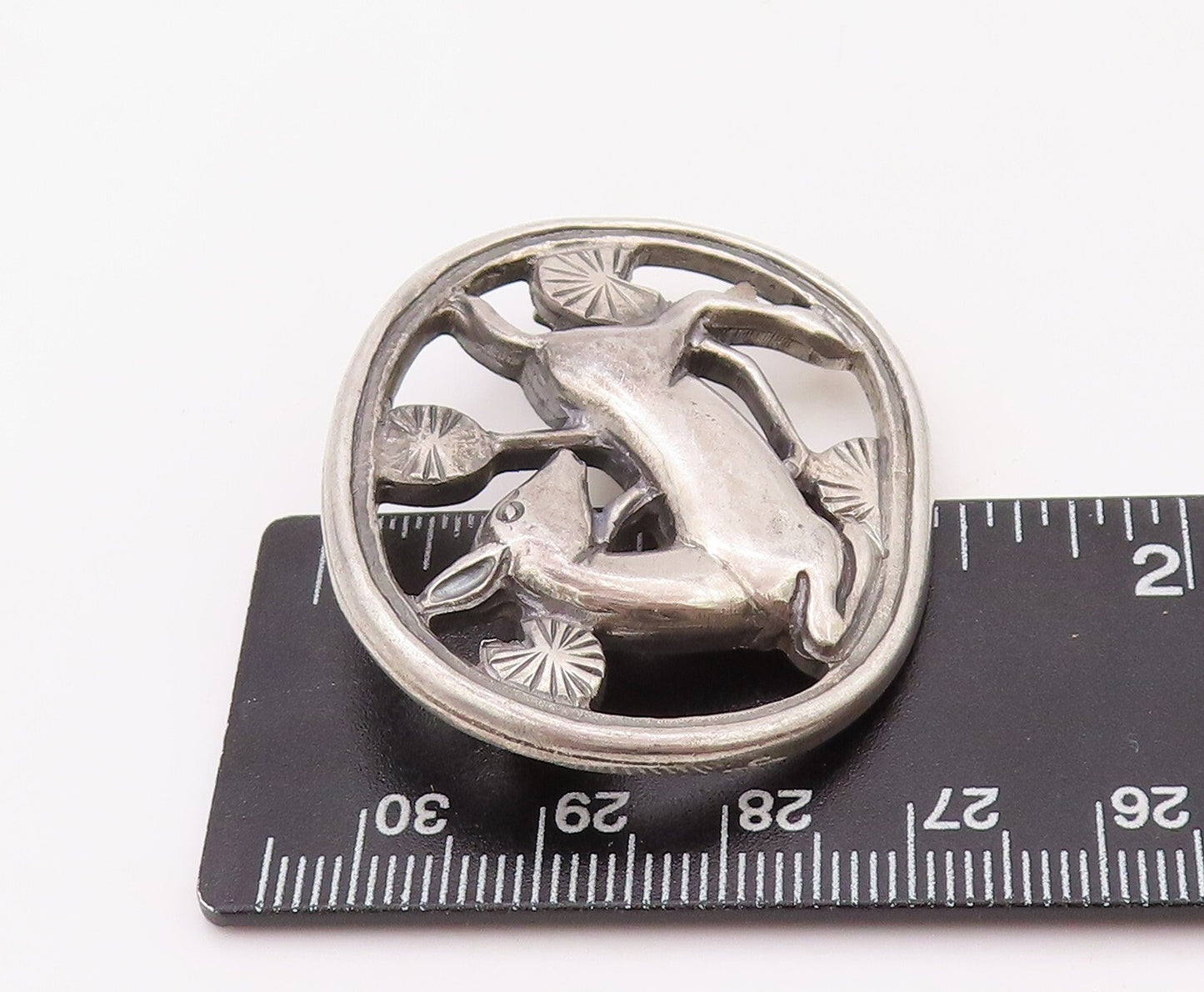 925 Sterling Silver Vintage Brooch Pin Deer Running In Forest  BP11179