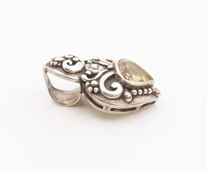 925 Sterling Silver  Vintage Citrine & Petite Pearl Swirl Pendant  PT16826