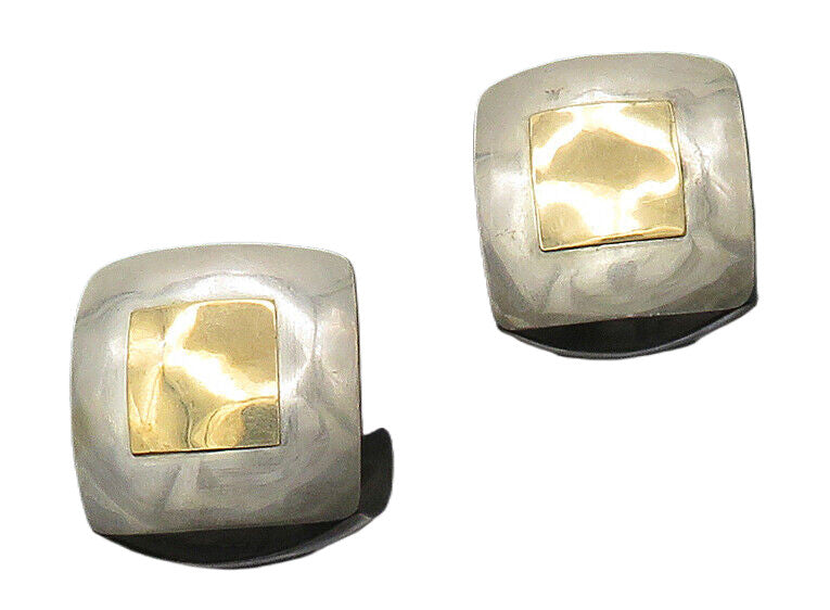 DESIGNER 925 Silver & 12K GOLD  Vintage Shiny Two Tone Drop Earrings  EG9228