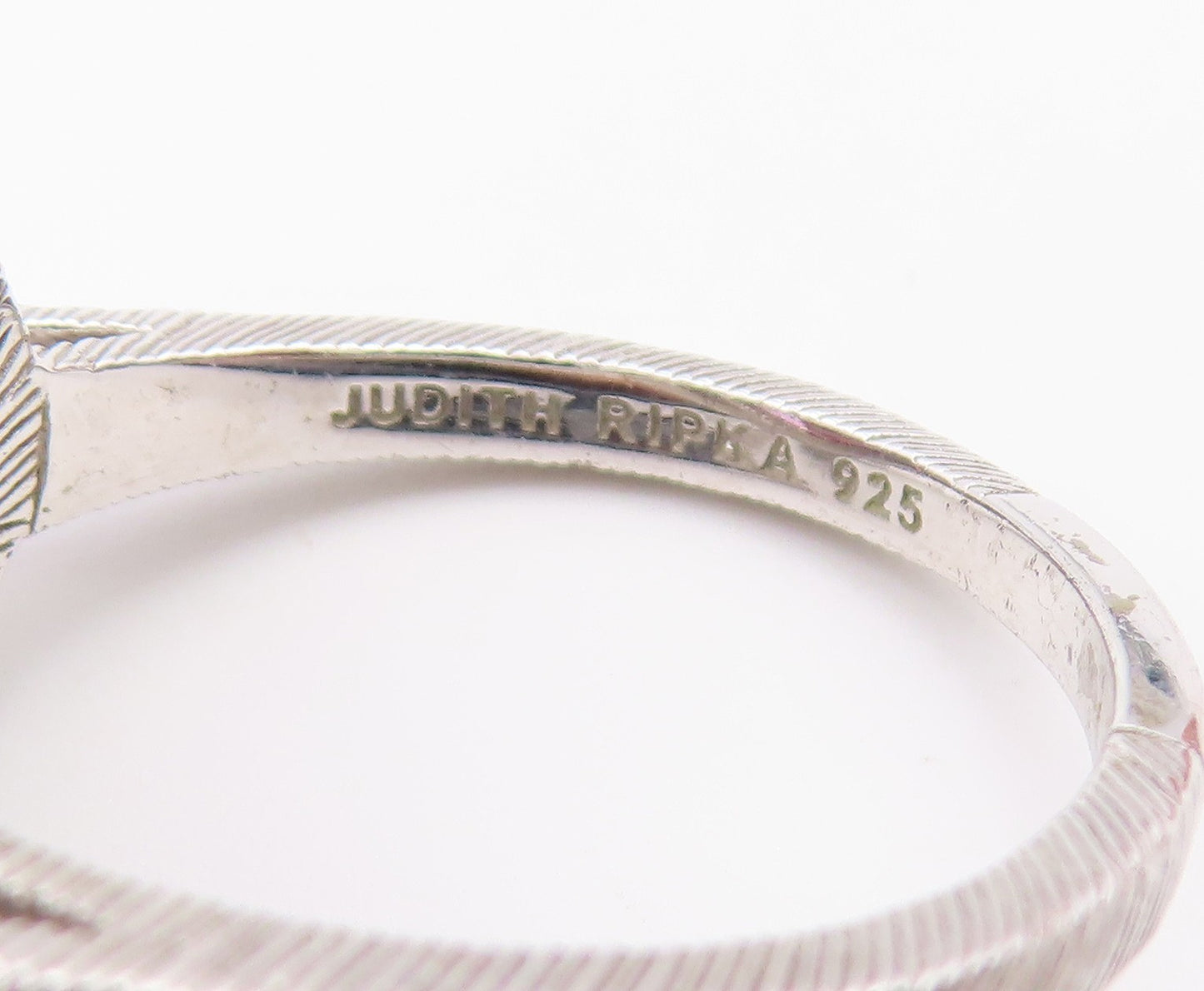 925 Sterling Silver Vintage Ring JUDITH RIPKA Pink CZ Love Heart  Sz 11  RG36588