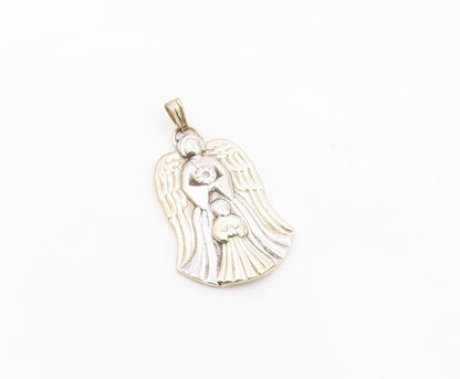 GORHAM 925 Silver  Vintage Genuine Diamond Praying Angels Pendant  PT21871
