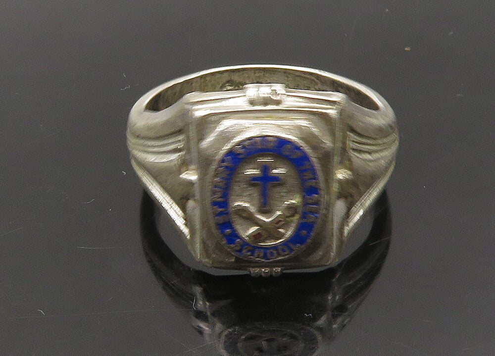 SK&F 925 Silver  Vintage Our Lady Star Of The Sea School Ring Sz 9  RG21743