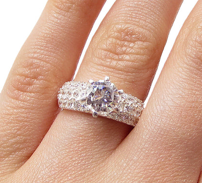 925 Sterling Silver  White Cubic Zirconia Engagement Ring Sz 6  RG2961