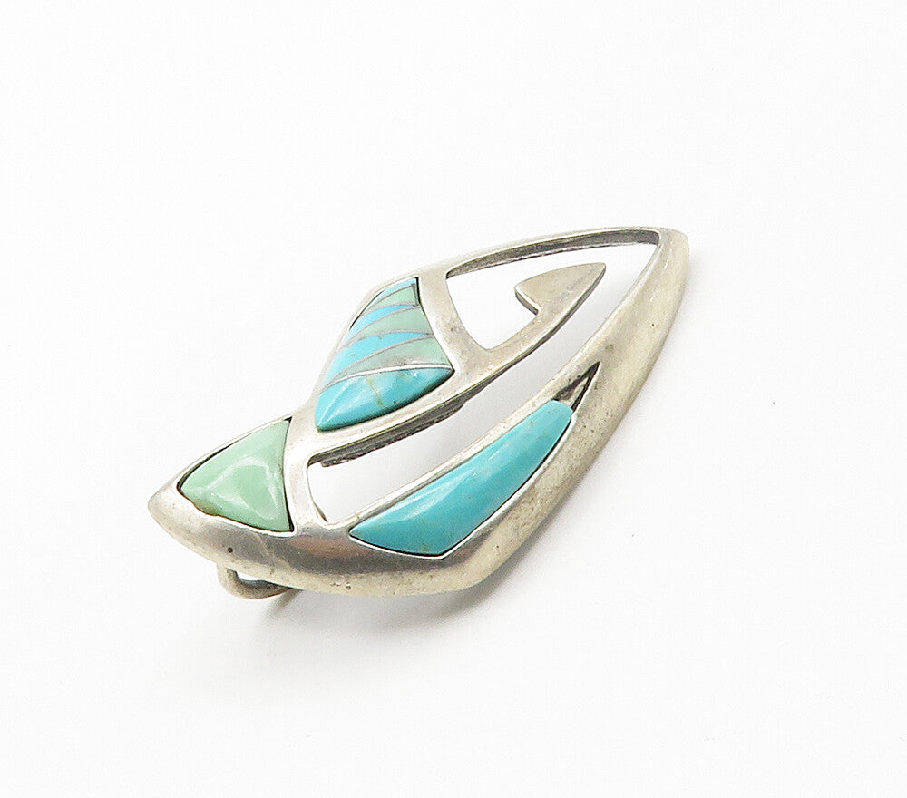 CAROLYN POLLACK RELIOS 925 Silver  Vintage Turquoise Cutout Pendant  PT11972