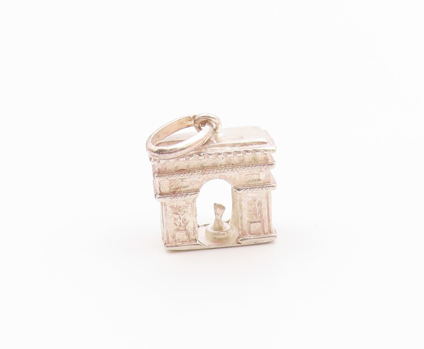 925 Sterling Silver  Vintage Shiny Petite Arch Monument Pendant  PT18730