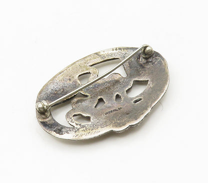 925 Sterling Silver  Vintage Dark Tone Grape Vine Motif Brooch Pin  BP6206