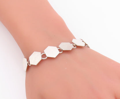 925 Sterling Silver Vintage Bracelet Minimalist Honeycomb Design Cutout  BT11308