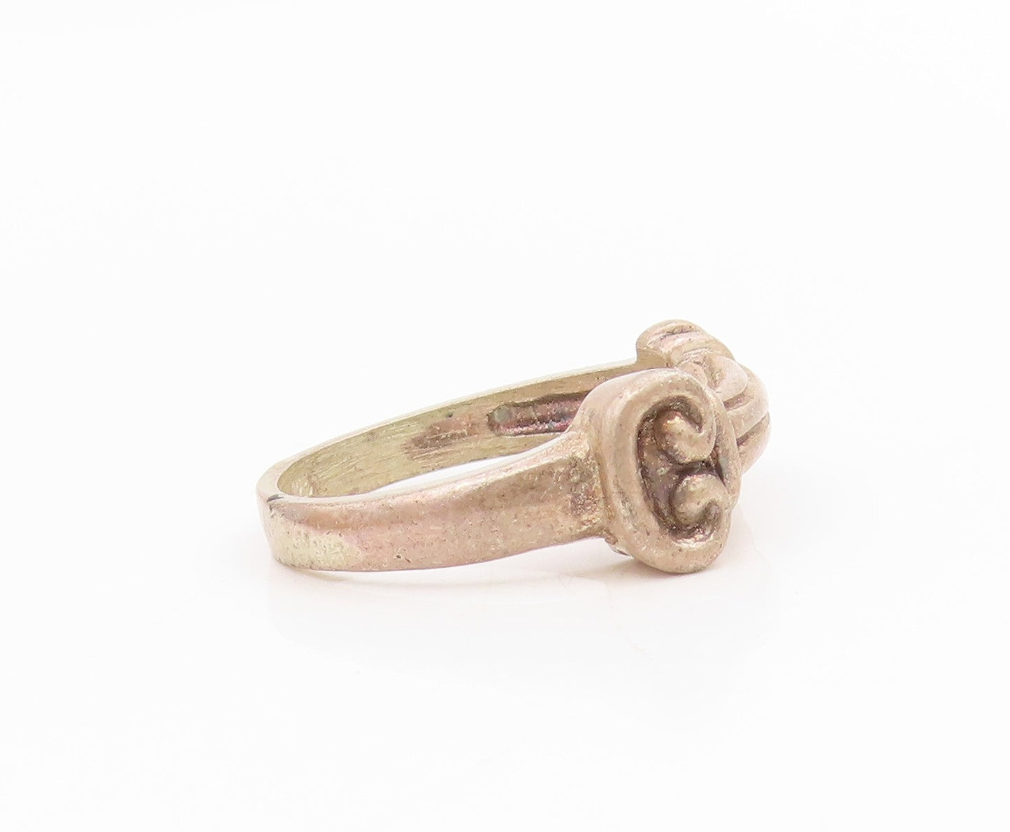 925 Sterling Silver Vintage Ring Carved Pillar Statement Band  Sz 7.5  RG34397