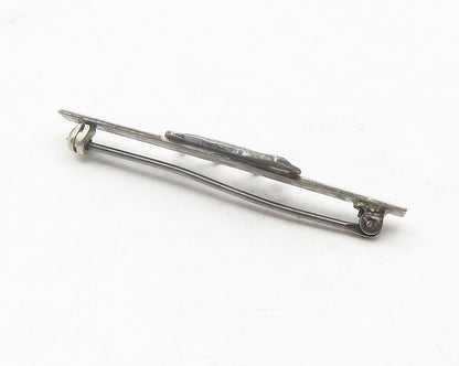 925 Sterling Silver  Vintage Dark Tone Horse Motif Bar Brooch Pin  BP4345