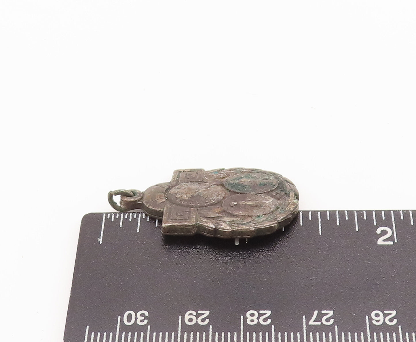 925 Sterling Silver Vintage Pendant Antique Oval Religious Carved OPENS  PT22539
