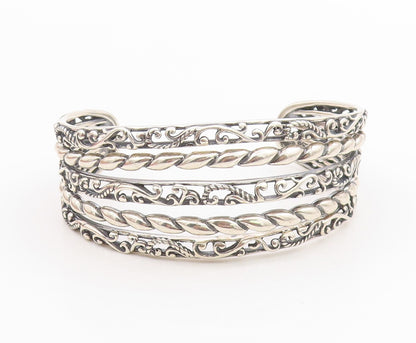 925 Sterling Silver Vintage Bracelet CAROLYN POLLACK Floral Bands Cuff  BT11335
