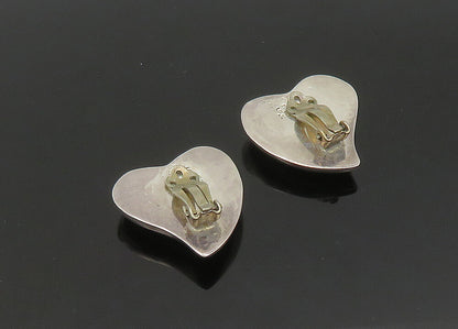 MEXICO 925 Sterling Silver  Vintage Love Heart Non Pierce Earrings  EG10772