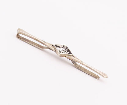 925 Sterling Silver Vintage Tie Clip CHINESE Designer Cut Swirly Carved  TR3707