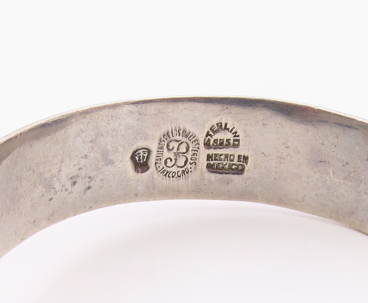925 Sterling Silver Vintage Bracelet LOS BALLESTEROS MEXICO Gemstone  BT12103