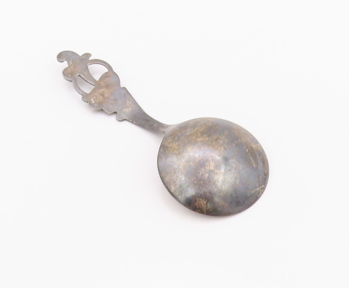 925 Sterling Silver Vintage Soup Spoon NORWAY Dark Tone Floral Carved End TR3906