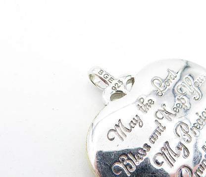 925 Silver  Mother Of Pearl & Genuine Diamond Cross Love Heart Pendant  PT5171