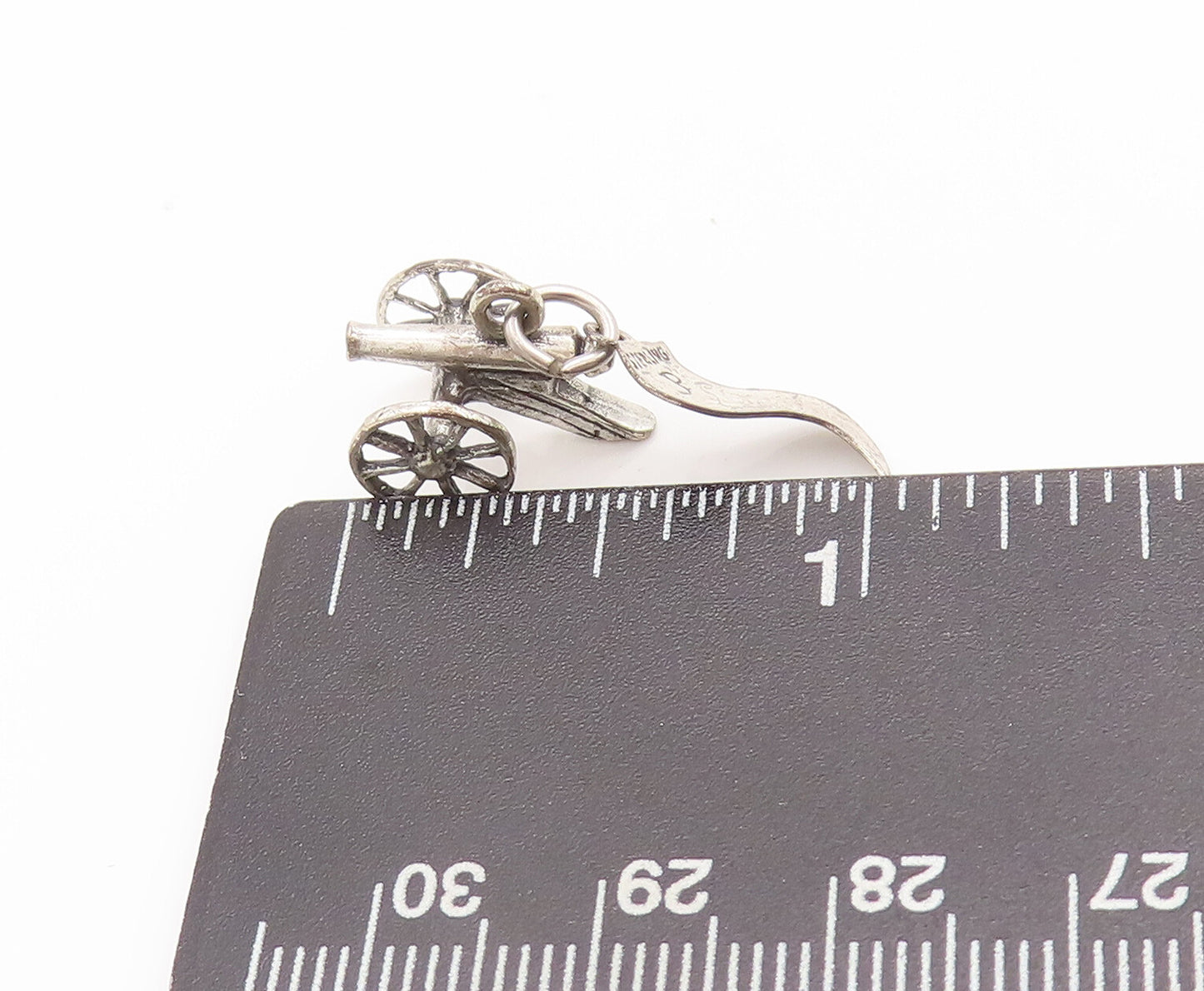 925 Sterling Silver Vintage Pendant Solid 3D Carved Mini Volley Gun  PT22760