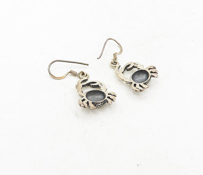 925 Sterling Silver  Vintage Dark Tone Crab Motif Dangle Earrings  EG4887