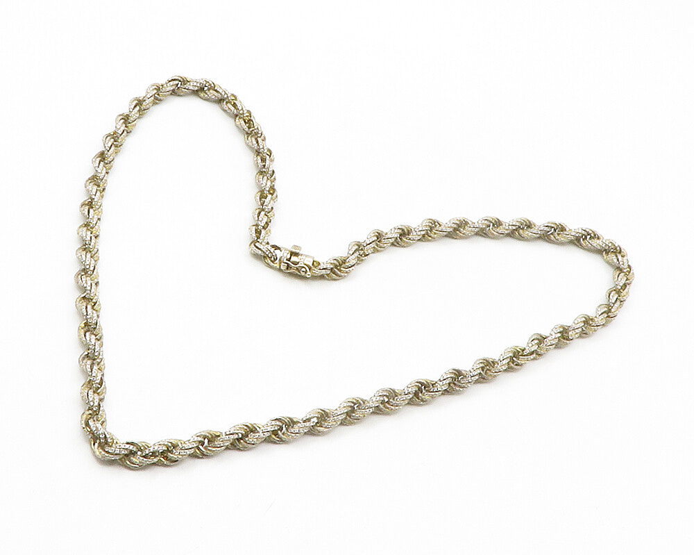 925 Sterling Silver  Vintage Shiny White Topaz Twist Chain Necklace  NE2287