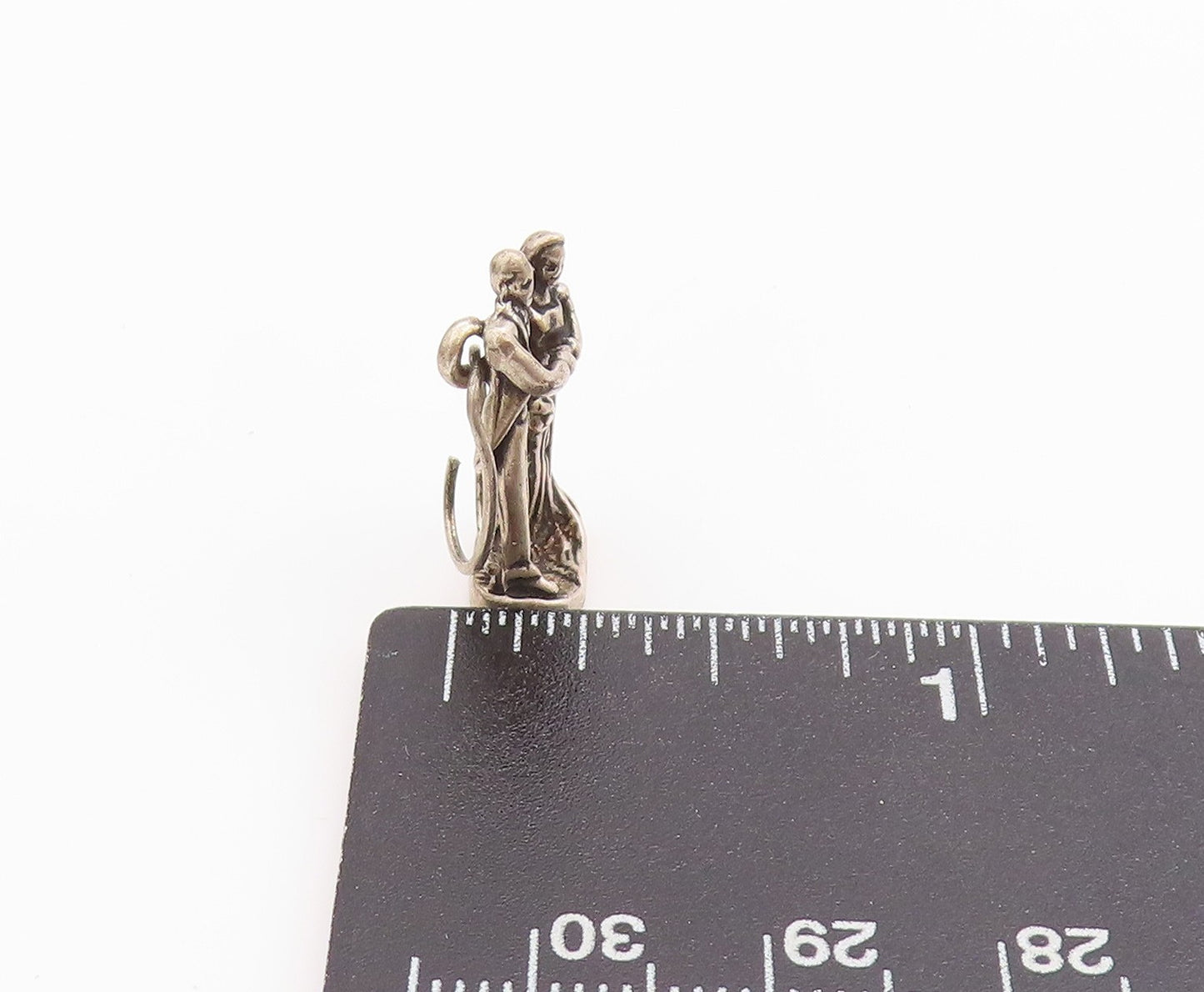 925 Sterling Silver Vintage Pendant 3D Bride & Groom Wedding Day Charm  PT24812
