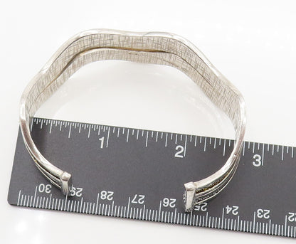 ADAMI & MARTUCCI 925 Silver  Vintage Two Tone Mesh Wavy Cuff Bracelet  BT9791