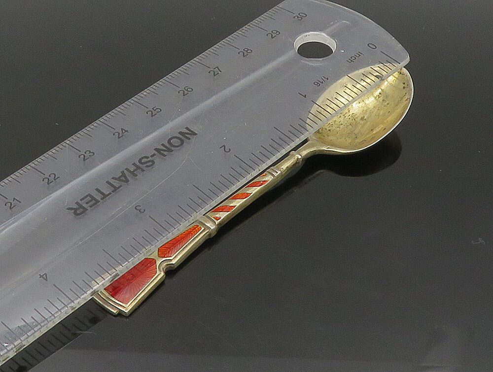 TS ENGLAND 925 Sterling Silver  Vintage Orange Enamel Souvenir Spoon  TR3254