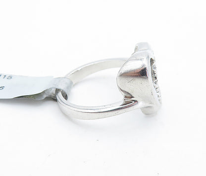 925 Sterling Silver  Topaz Open Double Love Heart Shiny Band Ring Sz 6  RG6382