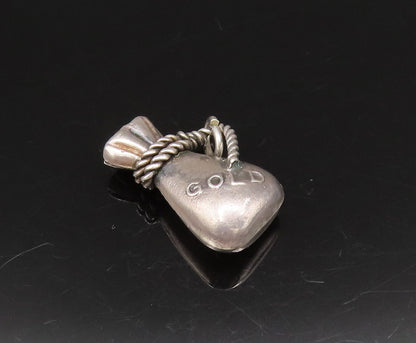 925 Sterling Silver  Vintage Sack Of Gold Charm Pendant  PT21632