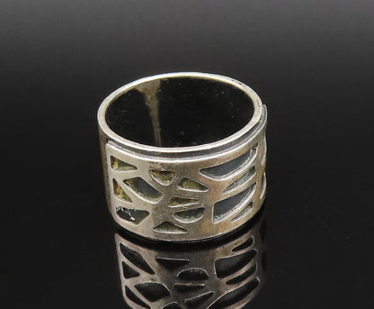 925 Sterling Silver  Vintage Carved Multi Shape Band Ring Sz 7.5  RG25927