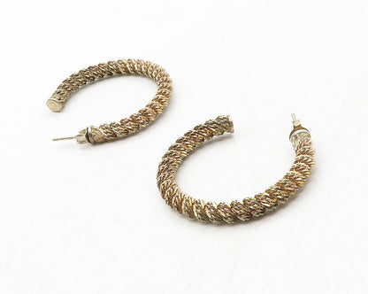 925 Sterling Silver  Vintage Dark Tone Rope Twist JHoop Earrings  EG6700