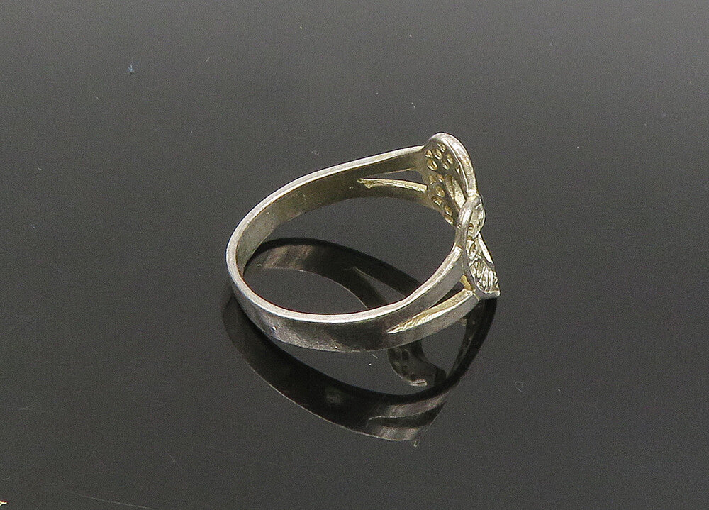 925 Sterling Silver  Vintage Diamond Cut Love Heart Band Ring Sz 7  RG21640
