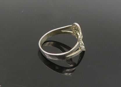 925 Sterling Silver  Vintage Diamond Cut Love Heart Band Ring Sz 7  RG21640