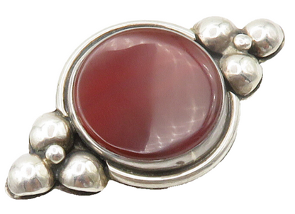 JENNY TOM SCHLECHT 925 Silver  Vintage Carnelian Floral Brooch Pin  BP6003