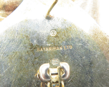 BAYANIHAN 925 Silver & 14K GOLD  Vintage Shiny Hollow Drop Earrings  EG9068