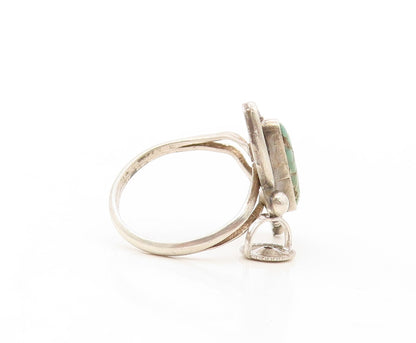 925 Sterling Silver Vintage Ring NAVAJO Swirly Cutout Turquoise  Sz 5.5  RG30999