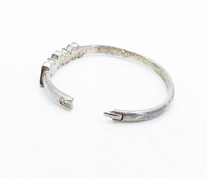 925 Sterling Silver  Vintage Sparkling Cubic Zirconia Bangle Bracelet  BT1928