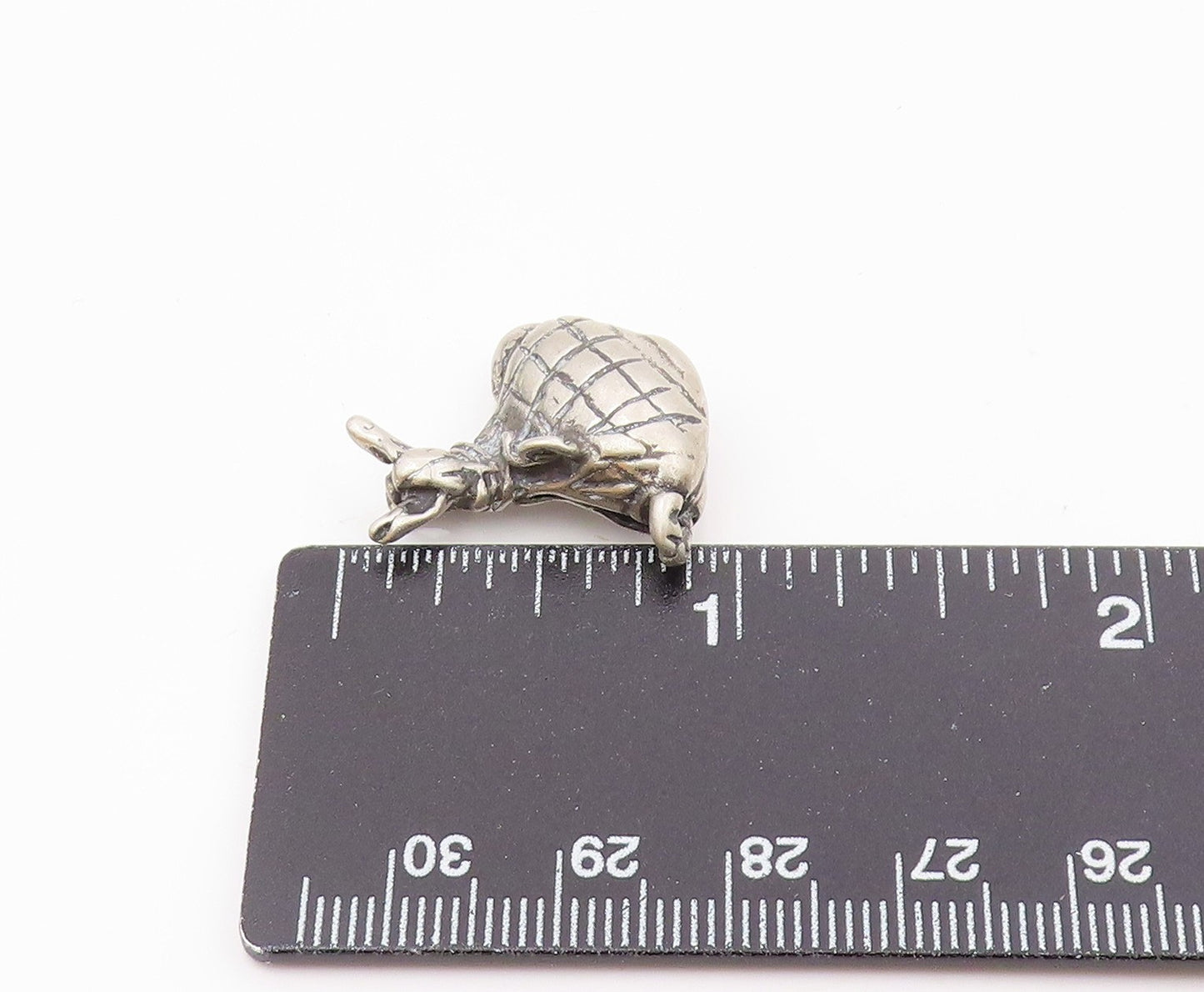 925 Sterling Silver  Vintage Square Pattern Sack Pendant  PT19997