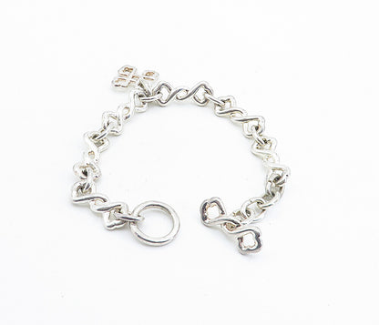 925 Sterling Silver  Vintage Shiny Celtic Knot Link Chain Bracelet  BT3067