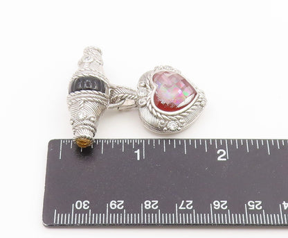 925 Sterling Silver Vintage Brooch Pin JUDITH RIPKA Multi Gemstone Heart BP12637