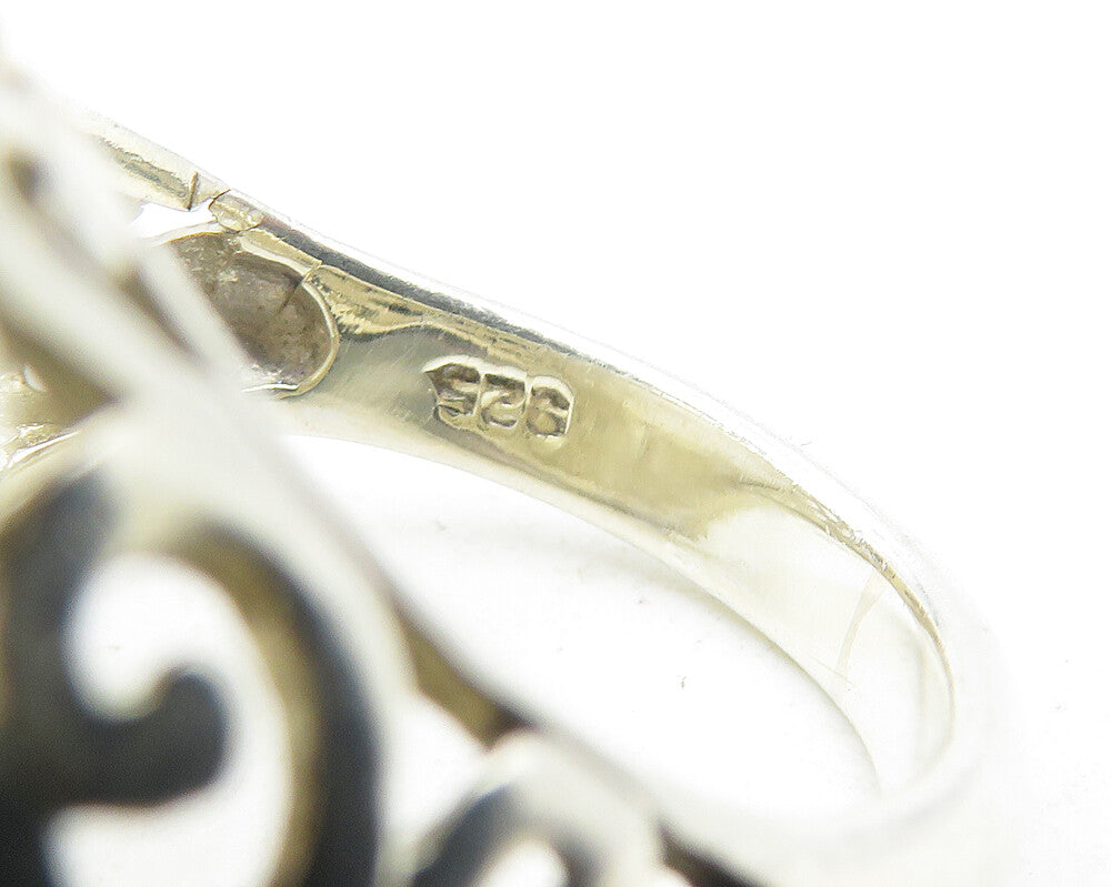 925 Sterling Silver  Vintage Shiny Hammered Dome Cocktail Ring Sz 7  RG12033