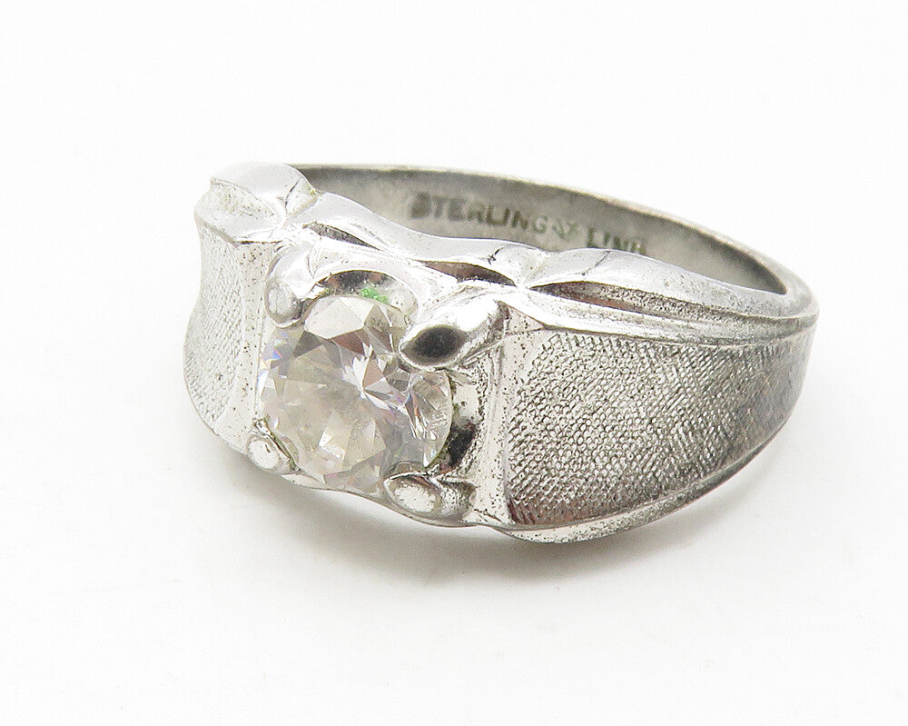 LIND 925 Sterling Silver  Vintage Cubic Zirconia Band Ring Sz 11  RG11843