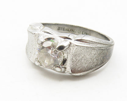 LIND 925 Sterling Silver  Vintage Cubic Zirconia Band Ring Sz 11  RG11843