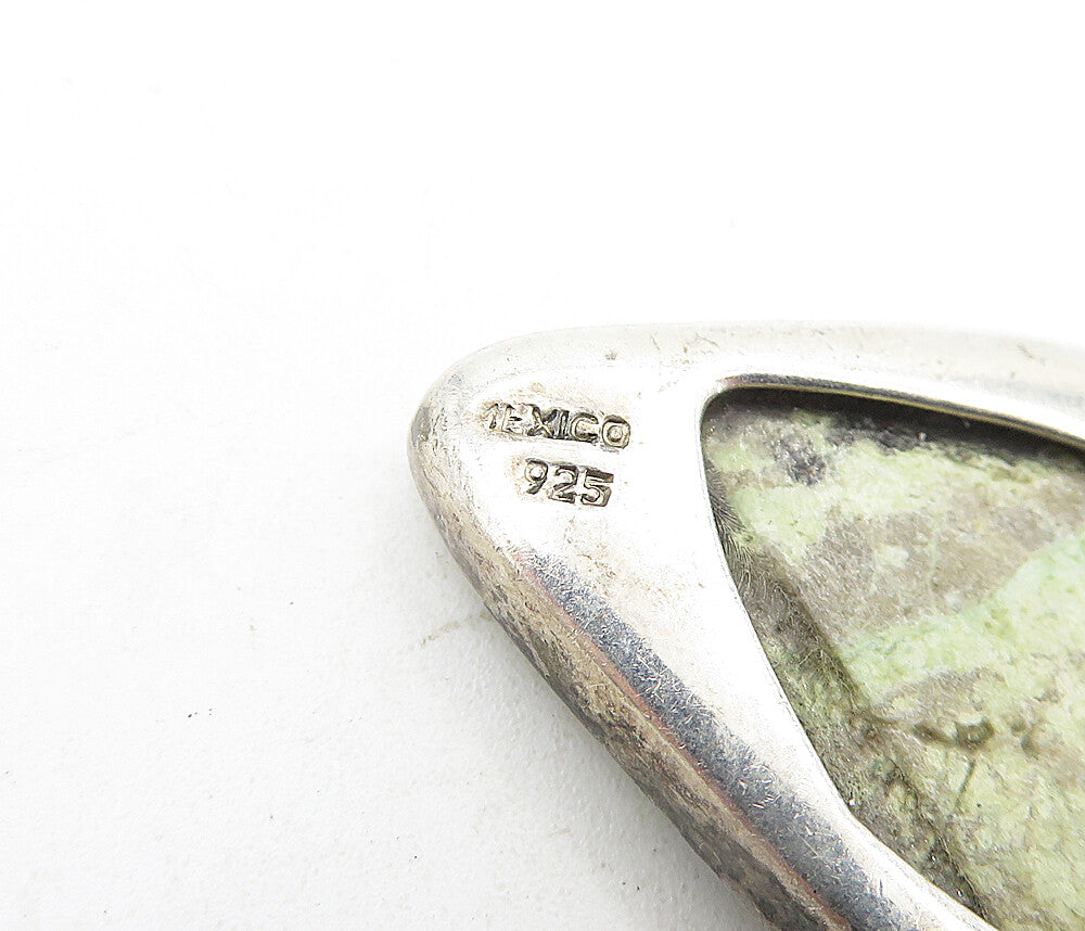 MEXICO 925 Sterling Silver  Vintage Minimalist Jasper Drop Pendant  PT4472