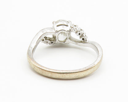 925 Sterling Silver  Vintage Prong Set Cubic Zirconia Band Ring Sz 6.5 RG14231